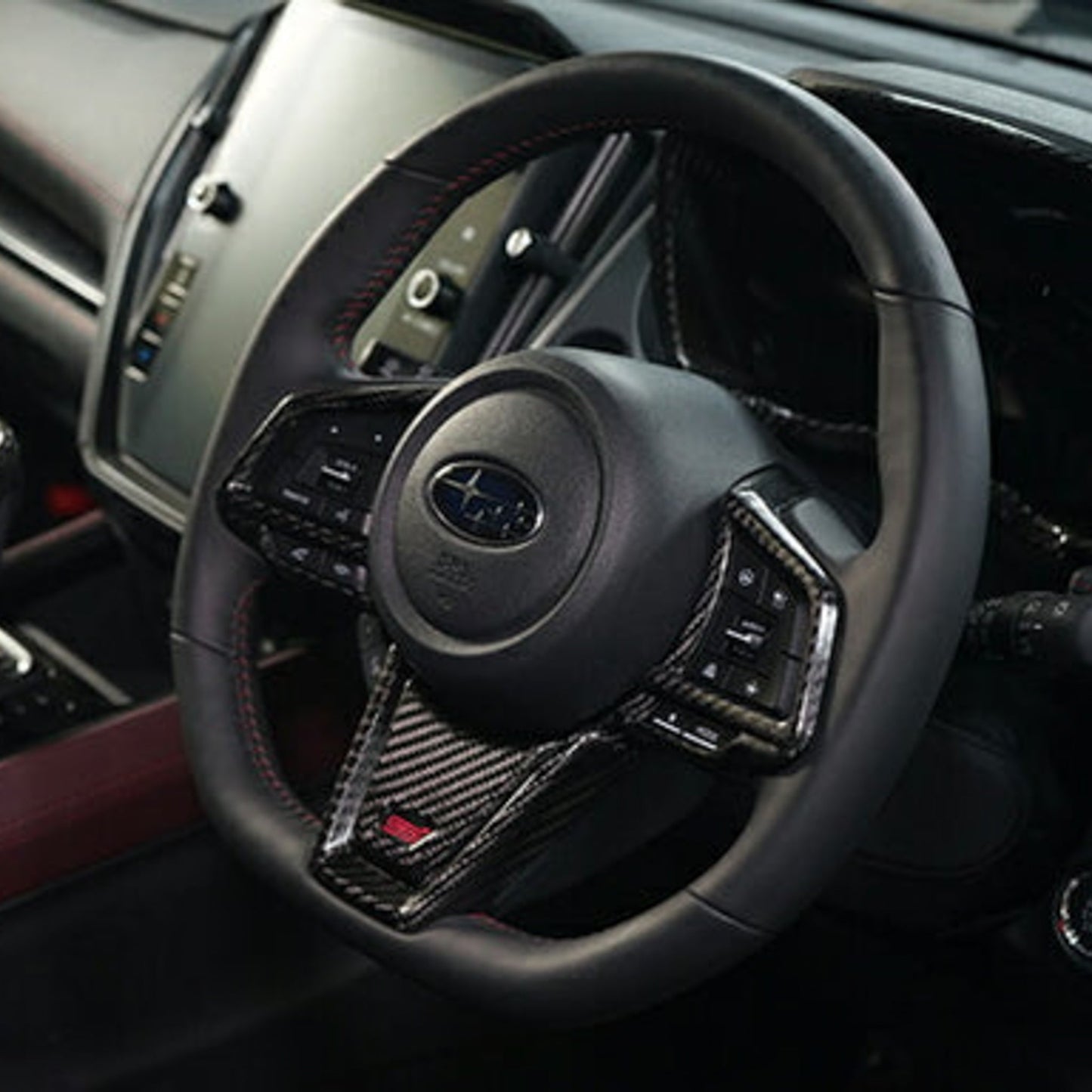 Axis Parts Dry Carbon Fibre Steering Wheel Switch Panel Covers (to suit STI Emblem) for Subaru WRX (VB) & WRX Sportswagon (VN) 2022-2025