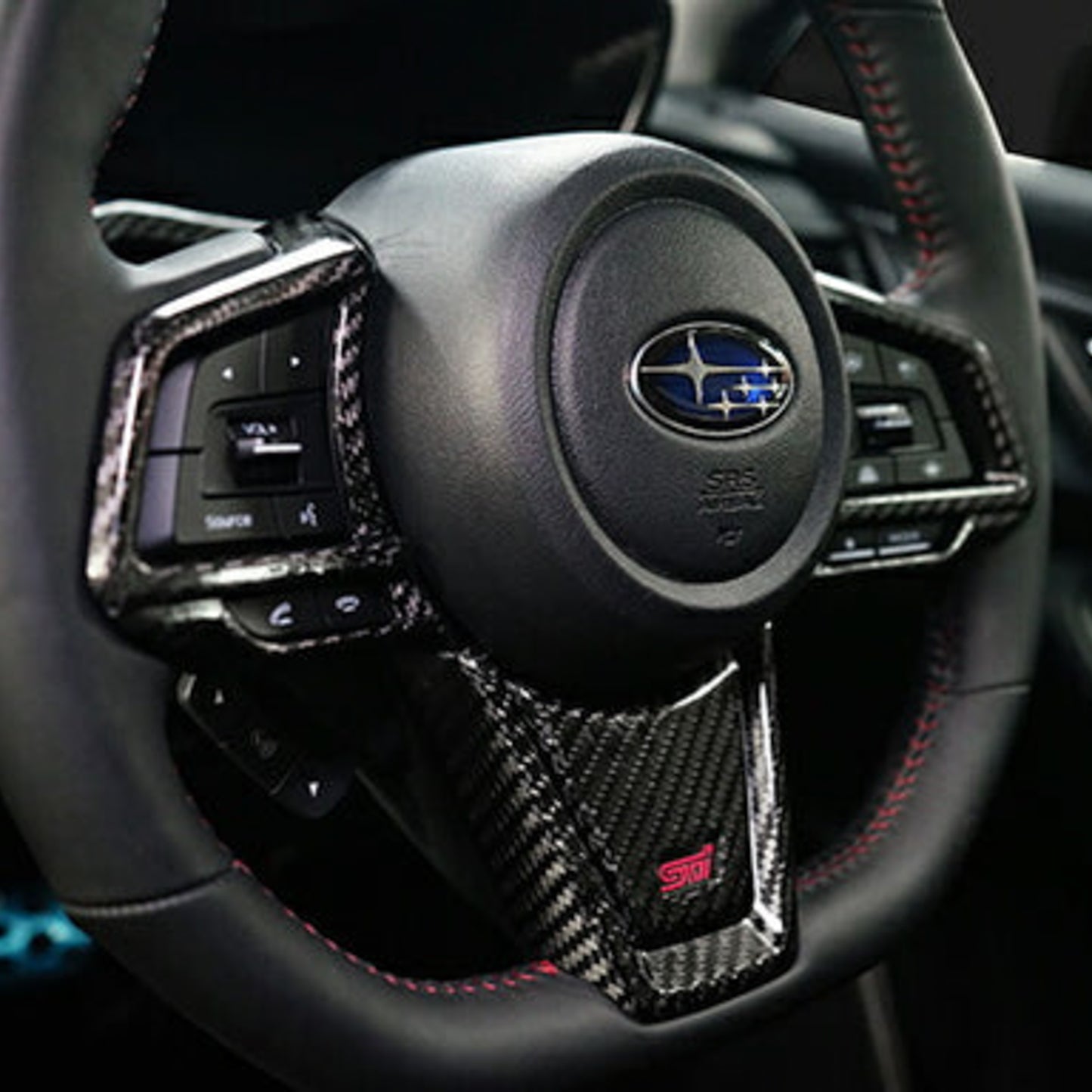 Axis Parts Dry Carbon Fibre Steering Wheel Switch Panel Covers (to suit STI Emblem) for Subaru WRX VB/VN 2022+