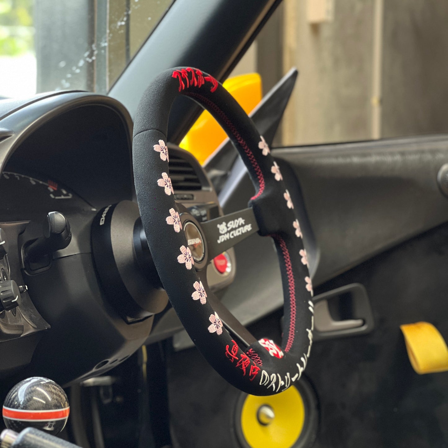 SUYA Car Supplies - Steering - Premium Suede Racing Steering Wheel with Horn Button - "JDM Culture"