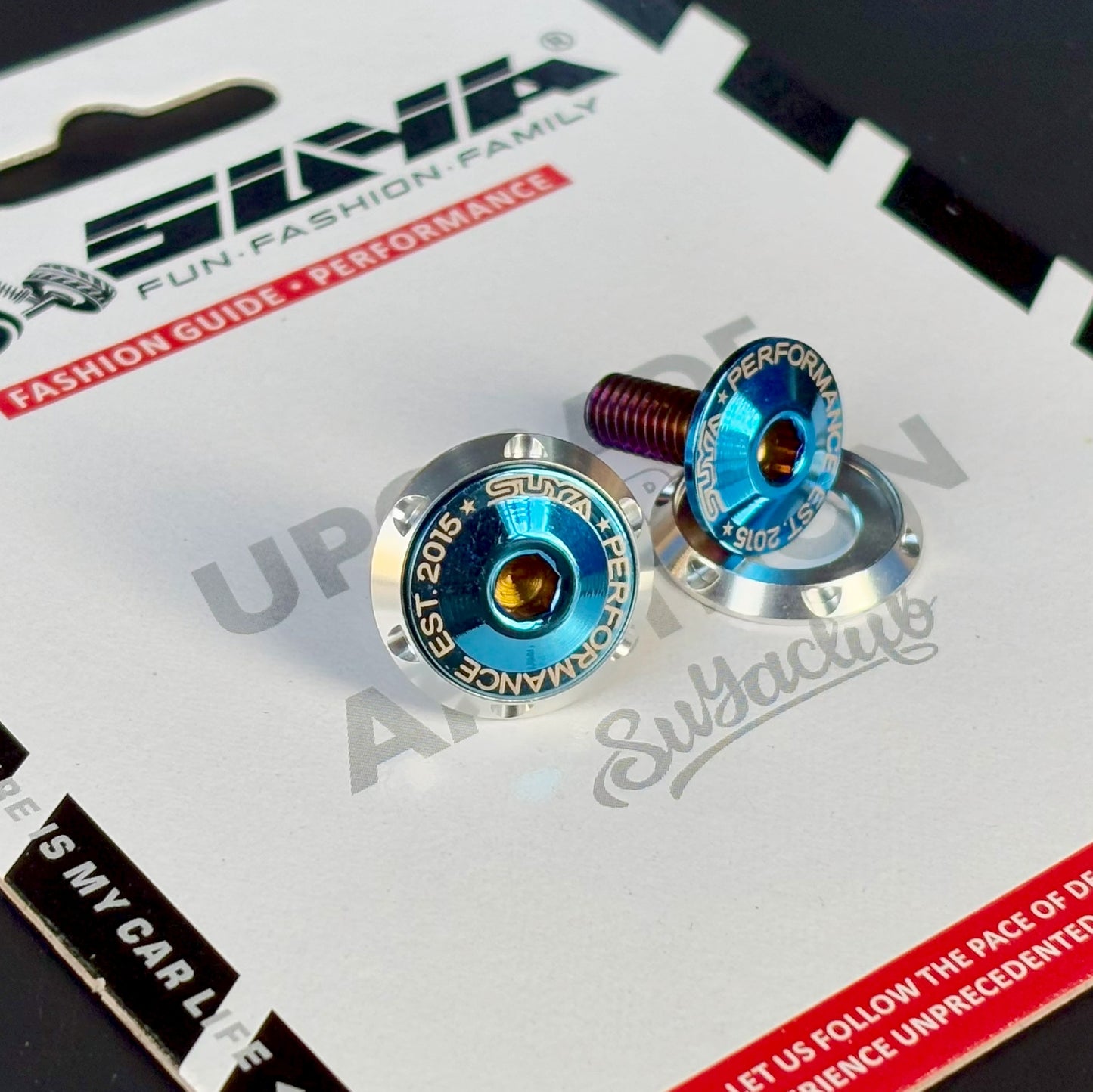 Suya Engine Bay CNC M6 Dress Up Washer & Bolt (Version 1) for Subaru BRZ/Levorg/WRX & Other Models [Black/Blue]