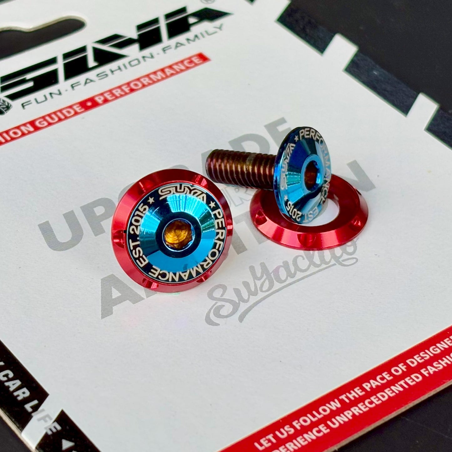 Suya Engine Bay CNC M6 Dress Up Washer & Bolt (Version 1) for Subaru BRZ/Levorg/WRX & Other Models [Black/Blue]