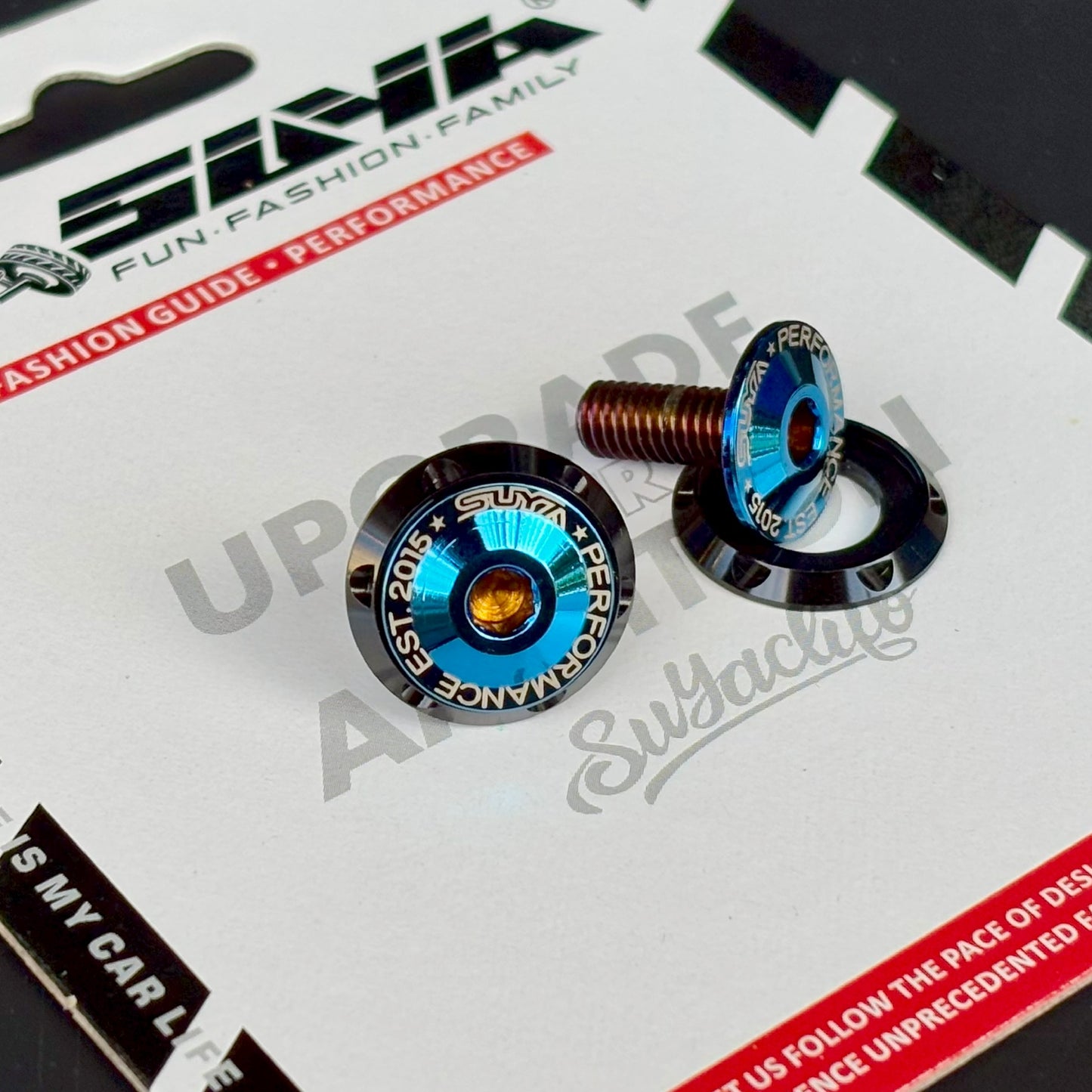 Suya Engine Bay CNC M6 Dress Up Washer & Bolt (Version 1) for Subaru BRZ/Levorg/WRX & Other Models [Black/Blue]