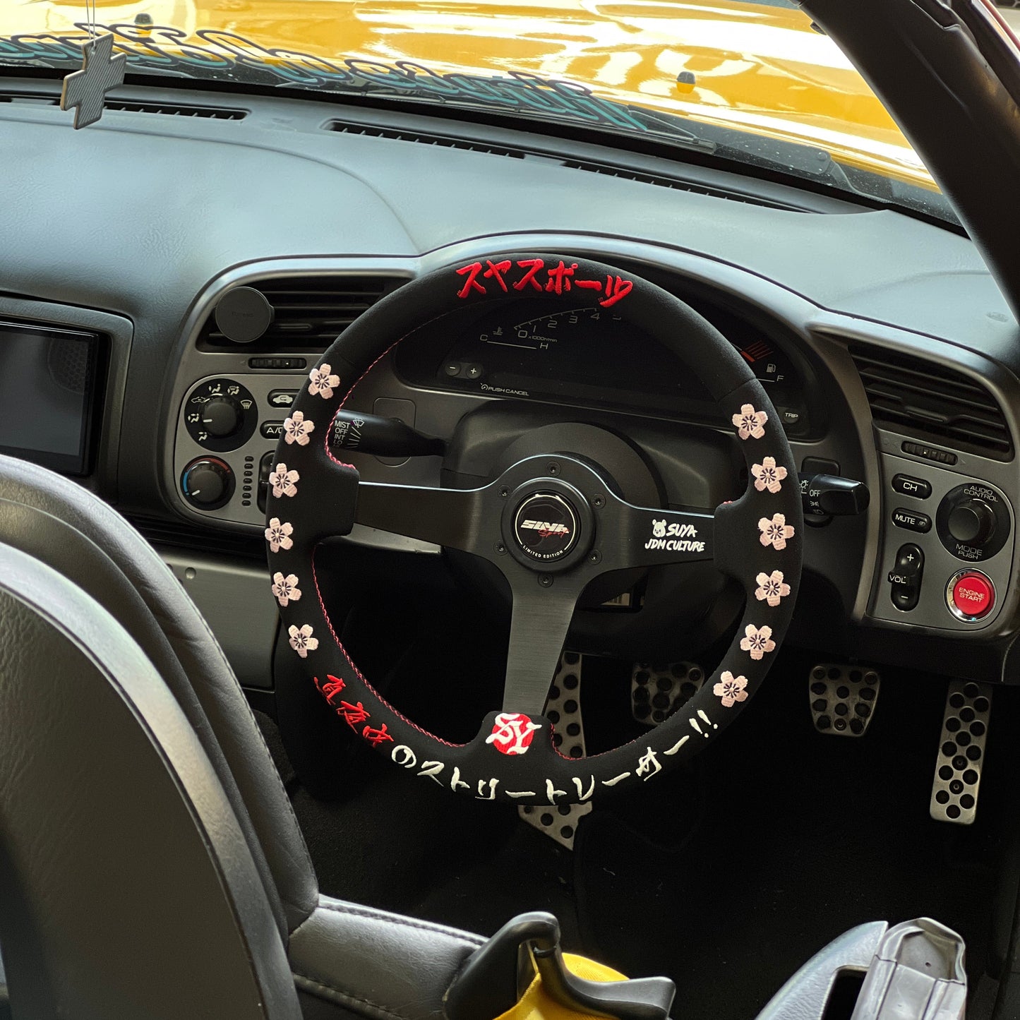 SUYA Car Supplies - Steering - Premium Suede Racing Steering Wheel with Horn Button - "JDM Culture"