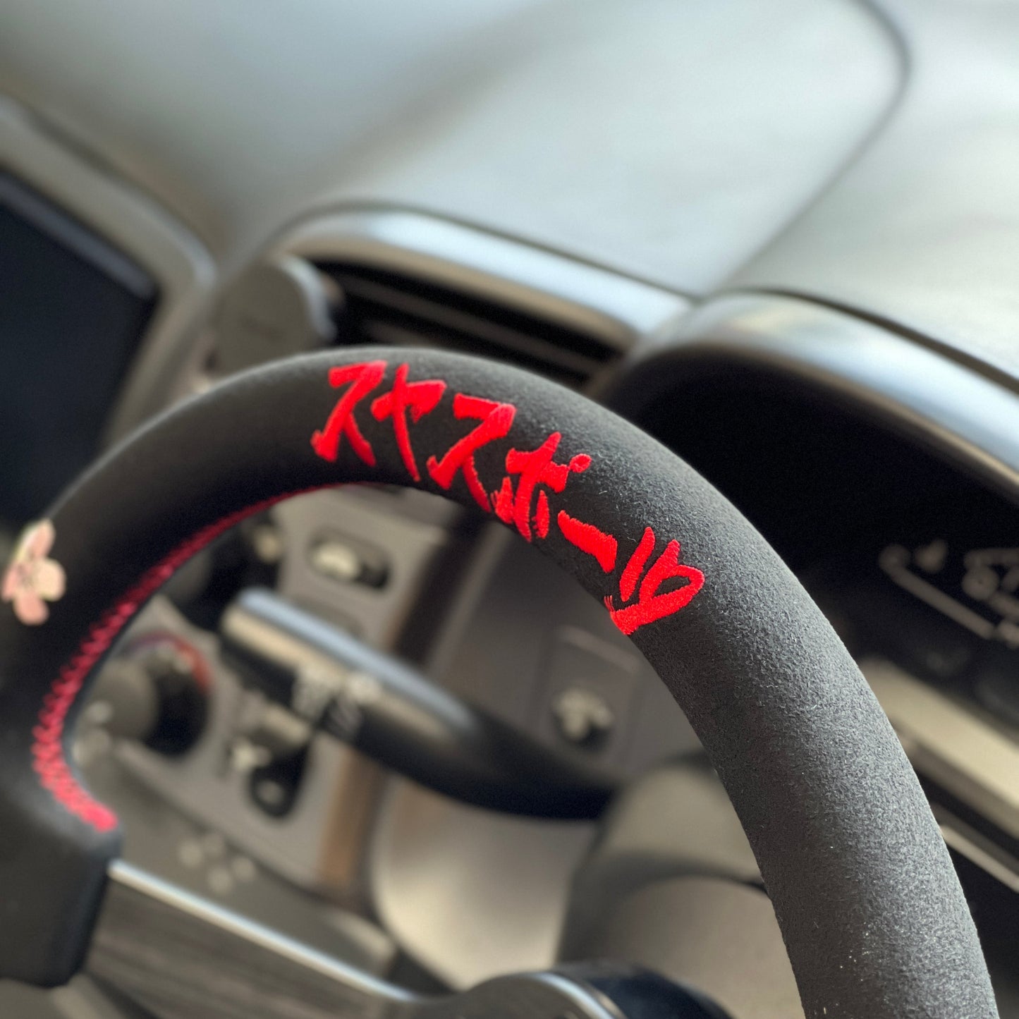 SUYA Car Supplies - Steering - Premium Suede Racing Steering Wheel with Horn Button - "JDM Culture"