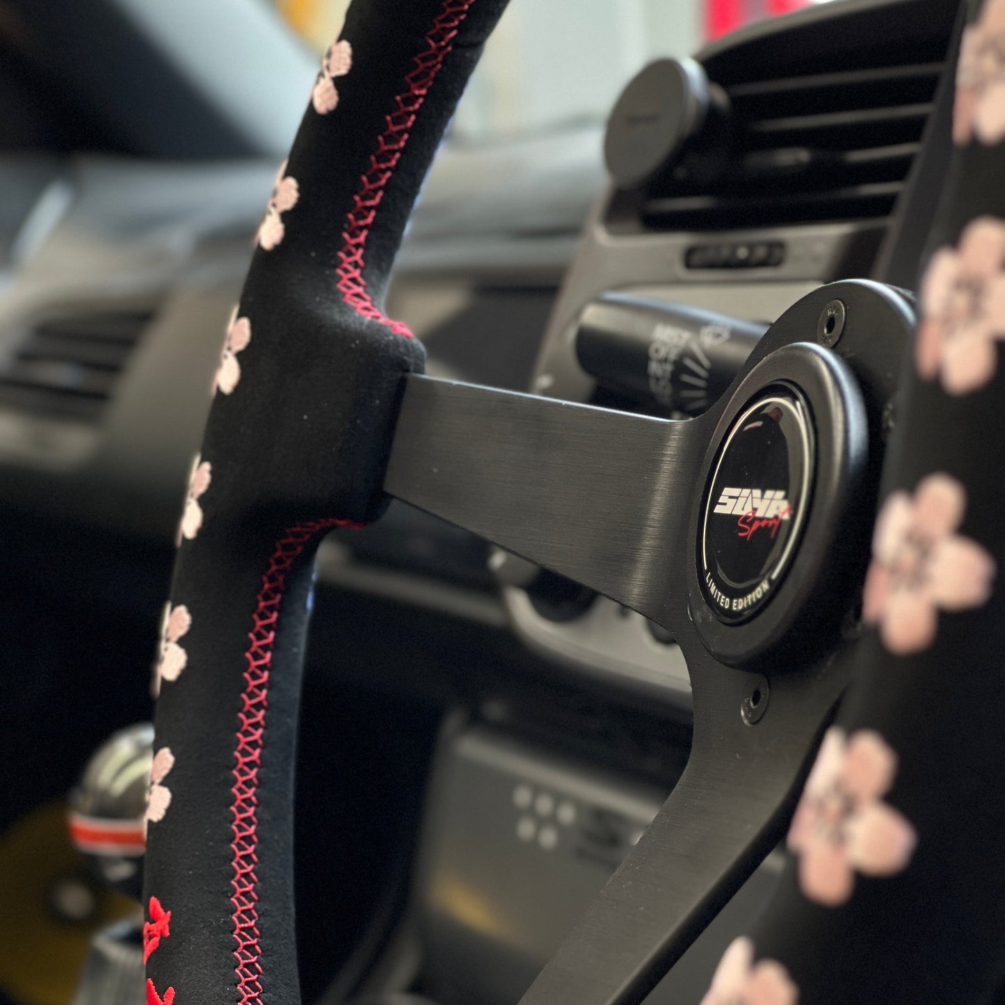 SUYA Car Supplies - Steering - Premium Suede Racing Steering Wheel with Horn Button - "JDM Culture"